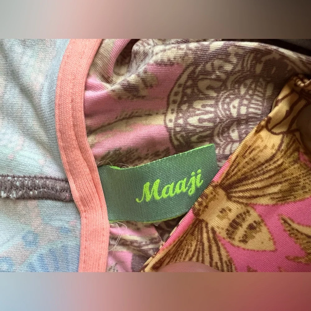 Maaji Pink and Gold hooded boho Mini Dress Rhapsody Road 2016 collection - Picture 3 of 6